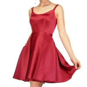 NWT Abby Paris Red Satin Mini Formal Dress